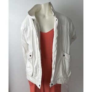 Vintage White Moto Utility Jacket Medium 80's 90's Stranger Things Vintagecore